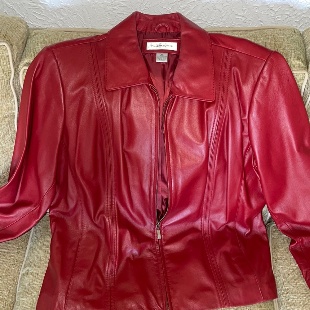 Preston and York red leather jacket